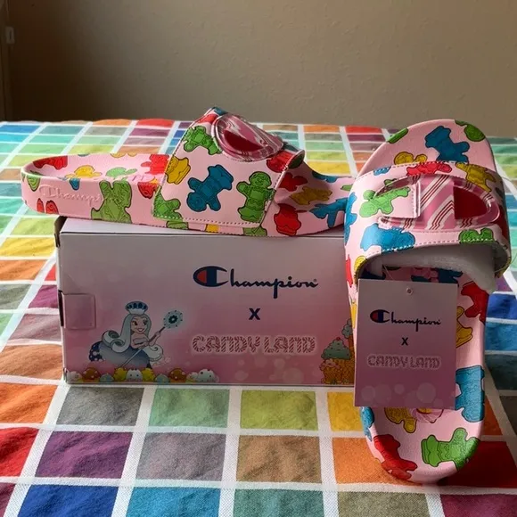 🍭🍬🍭 CHAMPION X CANDYLAND  SANDALS 🍭🍬🍭NWT 🍭🍬🍭
