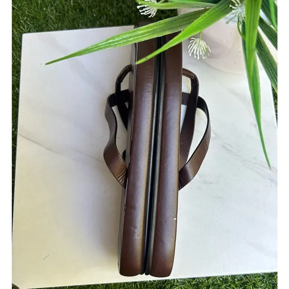 -Frame Le Montauk Chocolate Brown Leather Cross Sandals Size 36.5 US 6.5like New