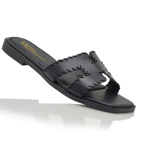 111. Black H Sandals