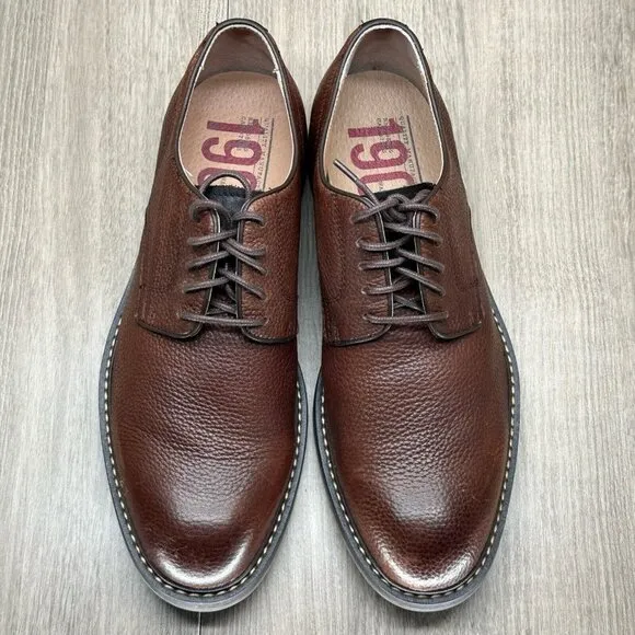 1901 Dress Shoes Mens Size 8.5M Lace Up Oxford Pebbled Leather Brown