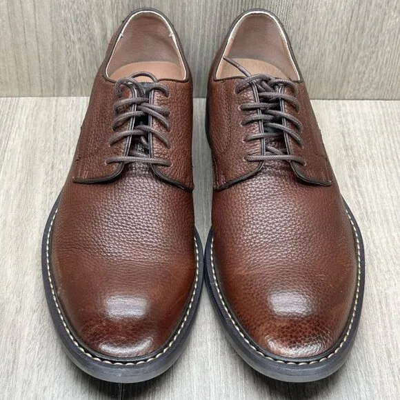 1901 Dress Shoes Mens Size 8.5M Lace Up Oxford Pebbled Leather Brown