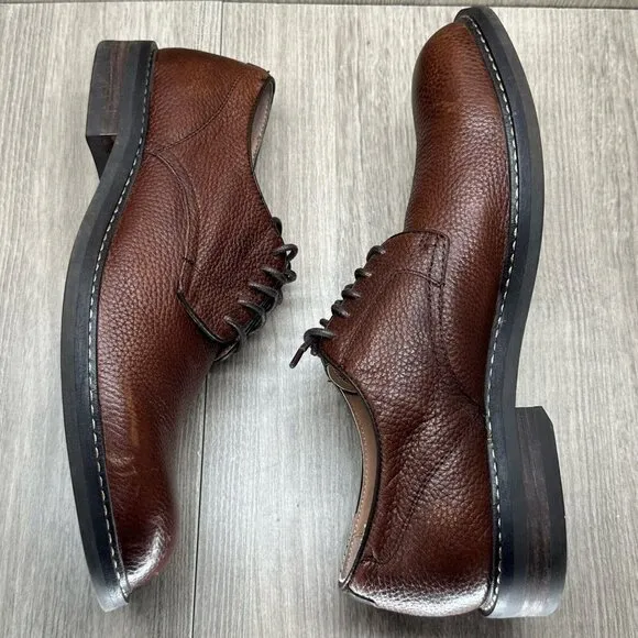 1901 Dress Shoes Mens Size 8.5M Lace Up Oxford Pebbled Leather Brown