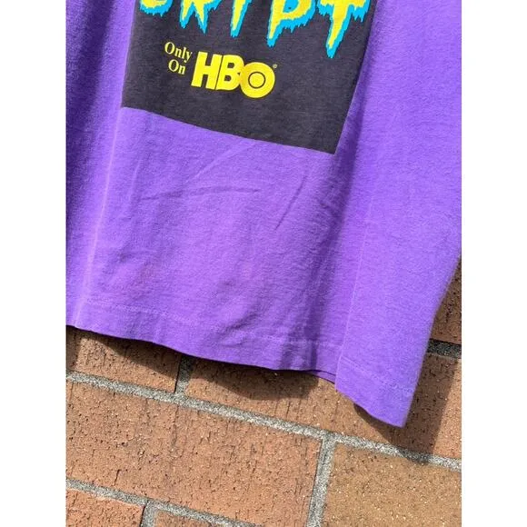 90s Tales from the Crypt Keeper Vintage HBO Halloween TV Promo Tee Shirt Purple