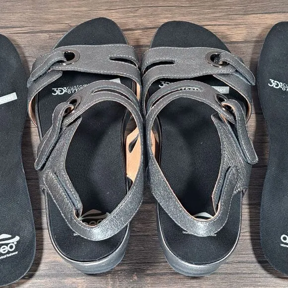 Abeo Bio System Greta Pewter Customized Orthotic Strappy Wedge Sandals Women's 8