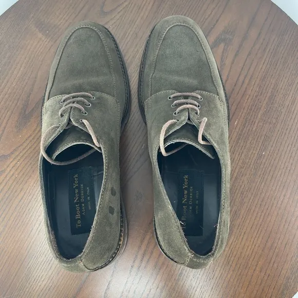 Adam Derick To Boot New York Oxford Shoes Men's Size 10 Green Suede Toe Lace Up