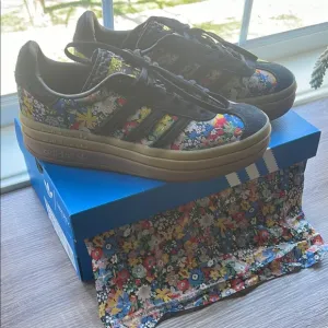 Adidas Gazelle Bold Womens Floral Sneakers - Black and Multicolor Size 7.5
