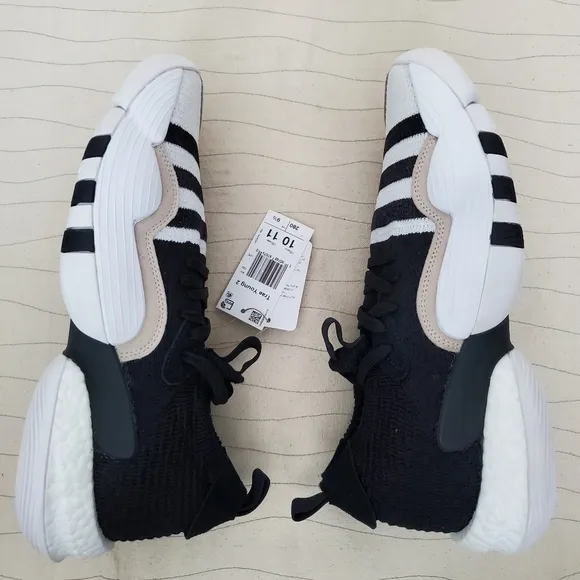 Adidas Mens Trae Young 2 Boost Black White Basketball Shoes Sneakers H0647 Sz 10