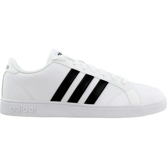 Adidas Neo Baseline W Leather Sneakers - White w/ Black Stripes