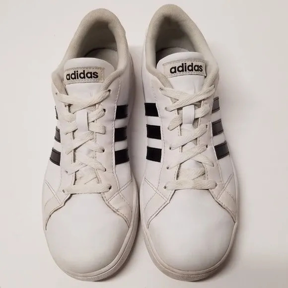 Adidas Neo Baseline W Leather Sneakers - White w/ Black Stripes