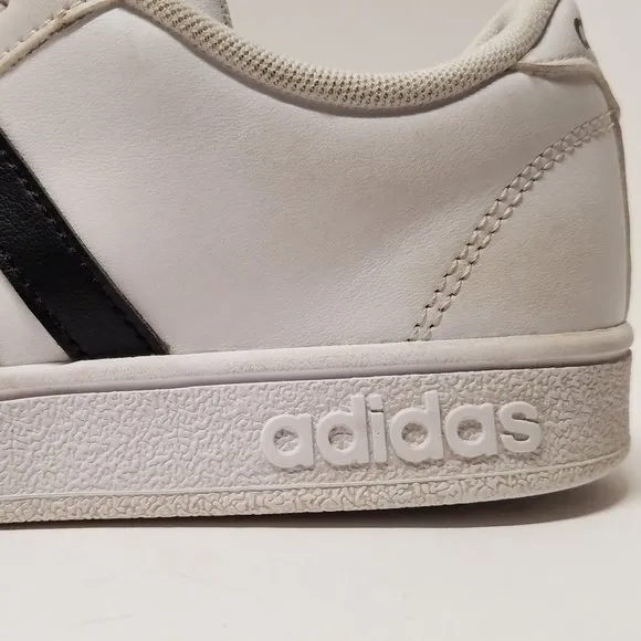 Adidas Neo Baseline W Leather Sneakers - White w/ Black Stripes