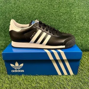 Adidas Samoa Mens 11 Black White Leather Shoes Sneaker Athletic Casual NEW w/Box