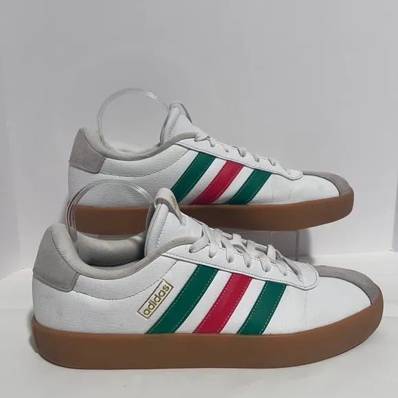 Adidas Sneakers Gum Sole Mens 12 Red Green Stripes Casual Shoes