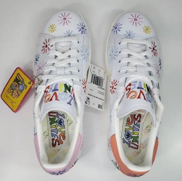 Adidas Stan Smith Pride Love Unites GW2417 White Flowers Casual Sneakers