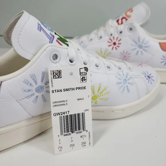 Adidas Stan Smith Pride Love Unites GW2417 White Flowers Casual Sneakers