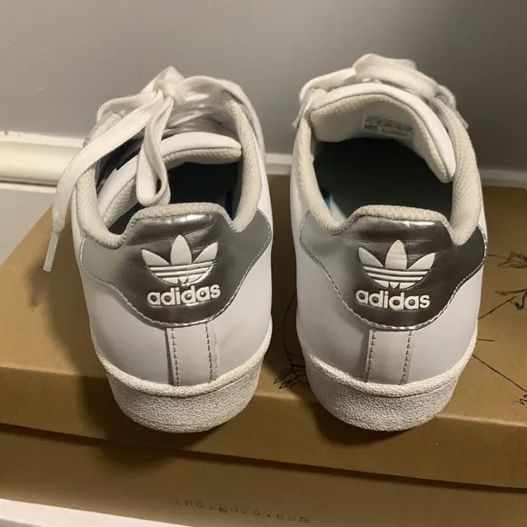 Adidas Superstar Shoes, size 6.5 color white and silver