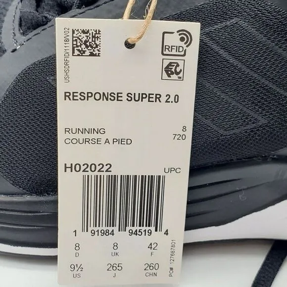Adidas Womens Response Super 2.0 Black Grey Shoes Sneakers Size 9.5