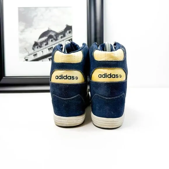 Adidas NEO Navy Blue Wedge Sneakers Women’s 6.5 – Retro High-Top Hidden Heel
