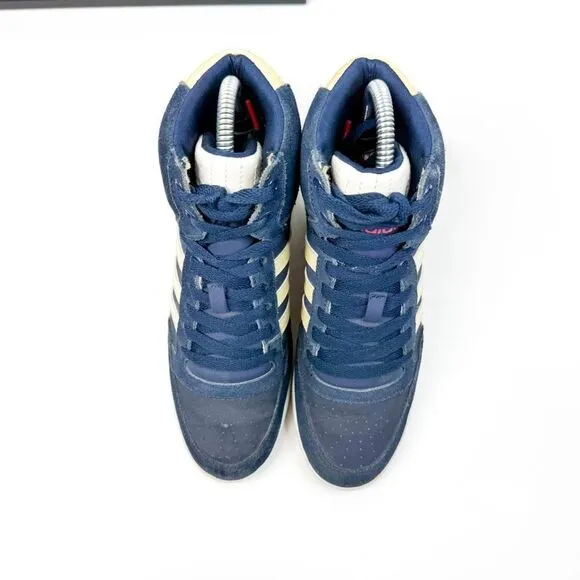 Adidas NEO Navy Blue Wedge Sneakers Women’s 6.5 – Retro High-Top Hidden Heel