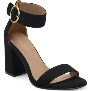 Aerosoles Women's Lawrence Heeled Sandals Size 10 Black Faux Suede Buckle Formal