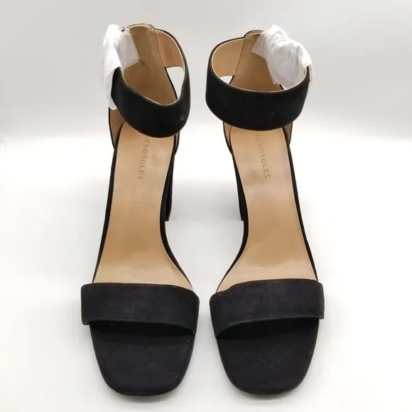 Aerosoles Women's Lawrence Heeled Sandals Size 10 Black Faux Suede Buckle Formal
