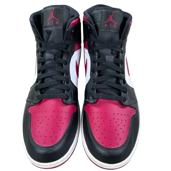 Air Jordan 1 Mid Size 11.5 Mens Noble Red Black White 554724-066 Shoes Sneakers
