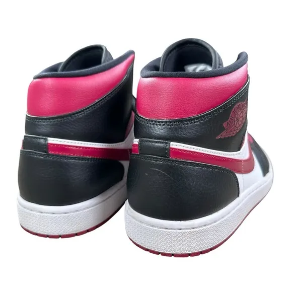 Air Jordan 1 Mid Size 11.5 Mens Noble Red Black White 554724-066 Shoes Sneakers
