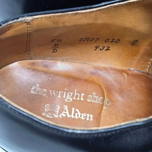 ALDEN 932 PLAIN TOE BALMORAL OXFORD DRESS SHOES BLACK CALF MENS SIZE 8.5 B/D