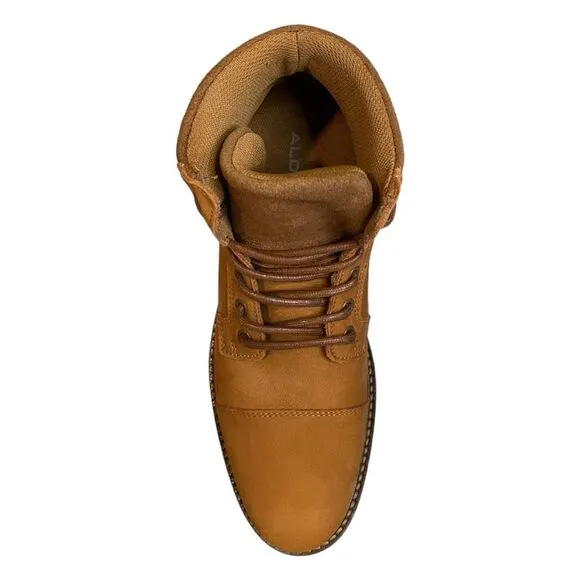 Aldo Balish Lace Up Hiking Boots Cognac Tan Suede Leather Ankle Round Toe 8