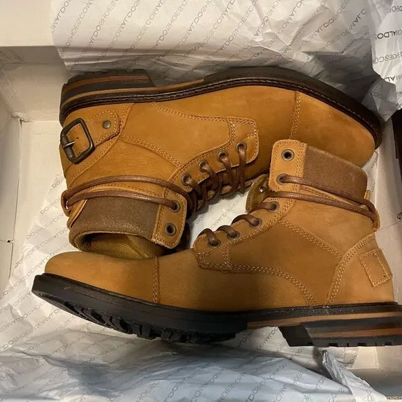 Aldo Balish Lace Up Hiking Boots Cognac Tan Suede Leather Ankle Round Toe 8