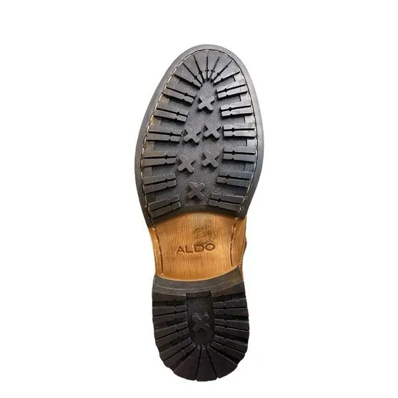 Aldo Balish Lace Up Hiking Boots Cognac Tan Suede Leather Ankle Round Toe 8