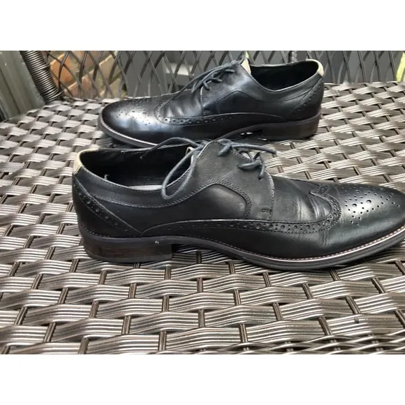 Aldo men oxford lace up dress shoes wing tip leather black 8 eu 41
