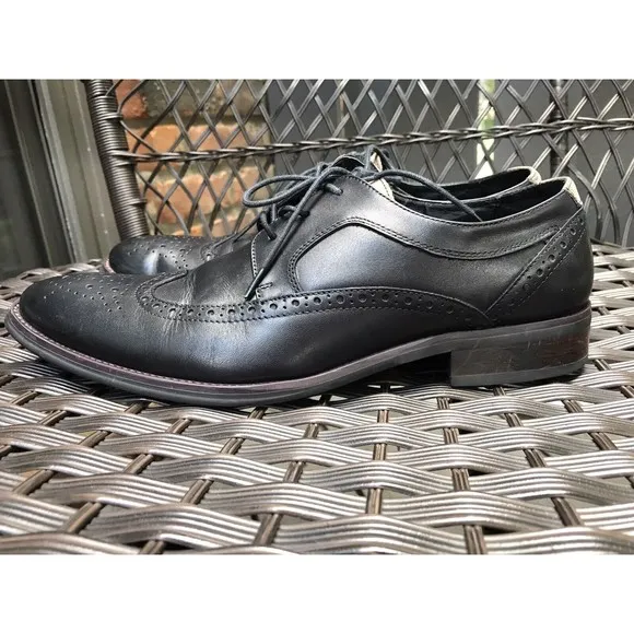 Aldo men oxford lace up dress shoes wing tip leather black 8 eu 41