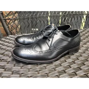 Aldo men oxford lace up dress shoes wing tip leather black 8 eu 41