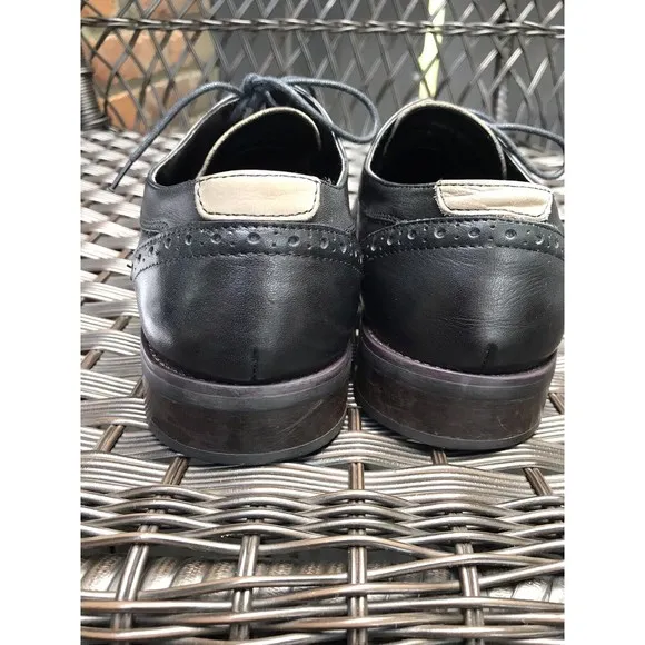 Aldo men oxford lace up dress shoes wing tip leather black 8 eu 41