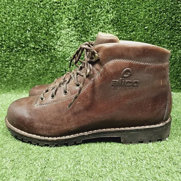Alico Brown Leather Italy Made Hiking Mountaineering Ankle Boots Mens‎ Size 13