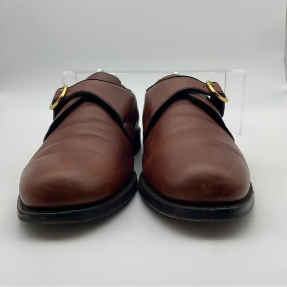 Allen Edmonds Garner Men Size 10 D Shoes Brown Leather Monk Strap Loafer Dress