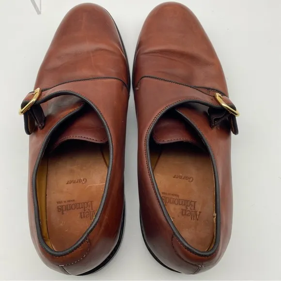 Allen Edmonds Garner Men Size 10 D Shoes Brown Leather Monk Strap Loafer Dress