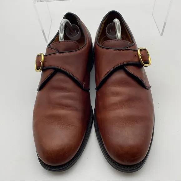 Allen Edmonds Garner Men Size 10 D Shoes Brown Leather Monk Strap Loafer Dress