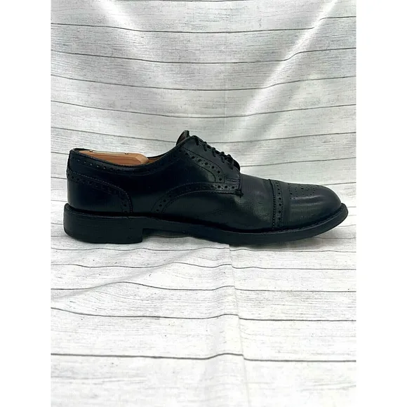 Allen Edmonds Lexington Black Leather Brogued Captoe Oxford Dress Shoes US 10 B