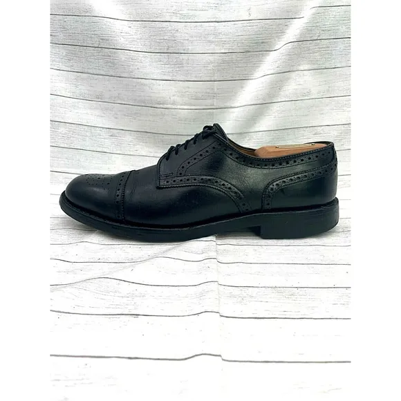 Allen Edmonds Lexington Black Leather Brogued Captoe Oxford Dress Shoes US 10 B