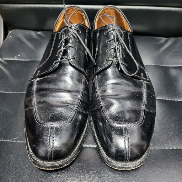 Allen Edmonds Shoes 12 D Black Leather Hancock Oxford Dress USA Split Toe Lace U