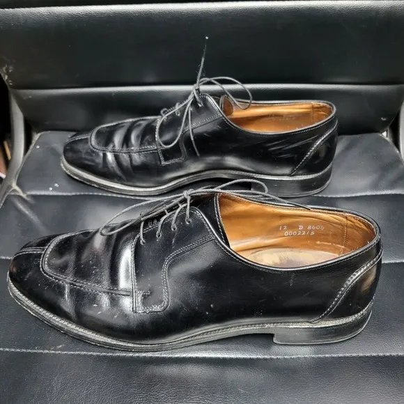 Allen Edmonds Shoes 12 D Black Leather Hancock Oxford Dress USA Split Toe Lace U