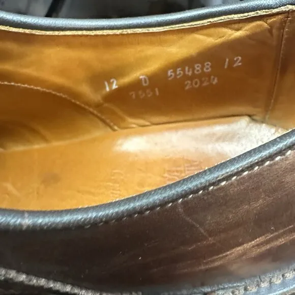 Allen Edmonds Sz 12D 7551 Canfield Brown Semi Brogue Oxford Dress With Dust Bags