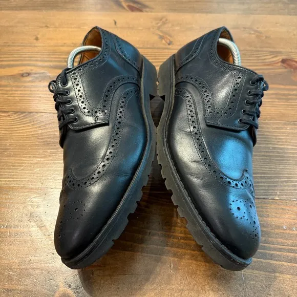 Allen Edmonds Tate Men's Wingtip Dress Shoes Size 12 Black Leather Pebble