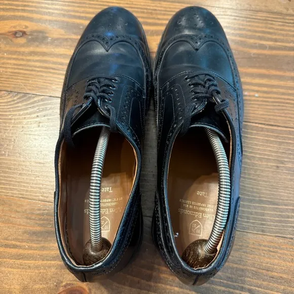 Allen Edmonds Tate Men's Wingtip Dress Shoes Size 12 Black Leather Pebble