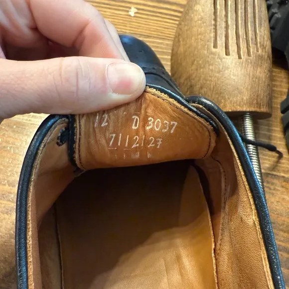 Allen Edmonds Tate Men's Wingtip Dress Shoes Size 12 Black Leather Pebble