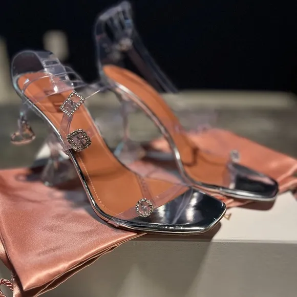 Amina Muaddi Robyn 95 PVC buckle embellished sandals
