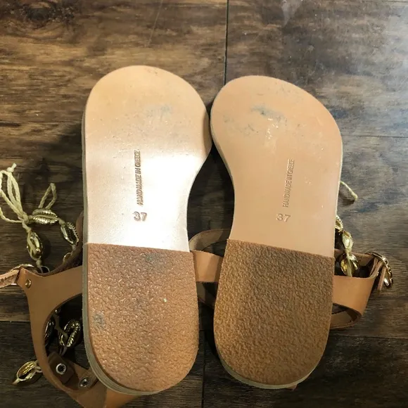 Ancient Greek Sandals Tan Chrysso Sandals Sz. 37