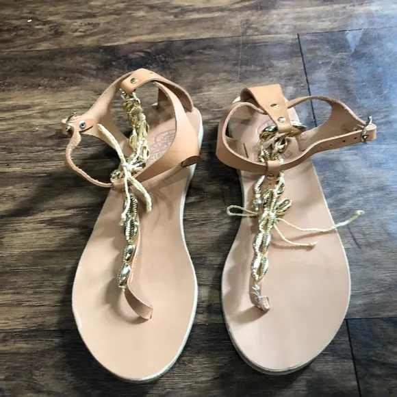 Ancient Greek Sandals Tan Chrysso Sandals Sz. 37