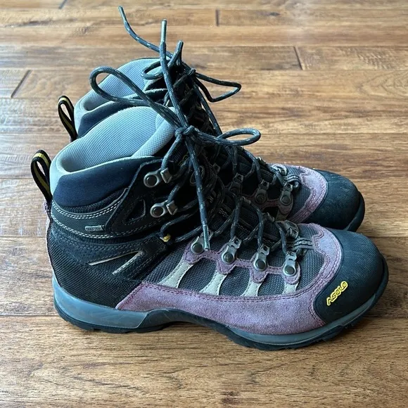 Asolo Stynger GTX Waterproof Hiking Boots Purple Suede Black Women's Size 8.5